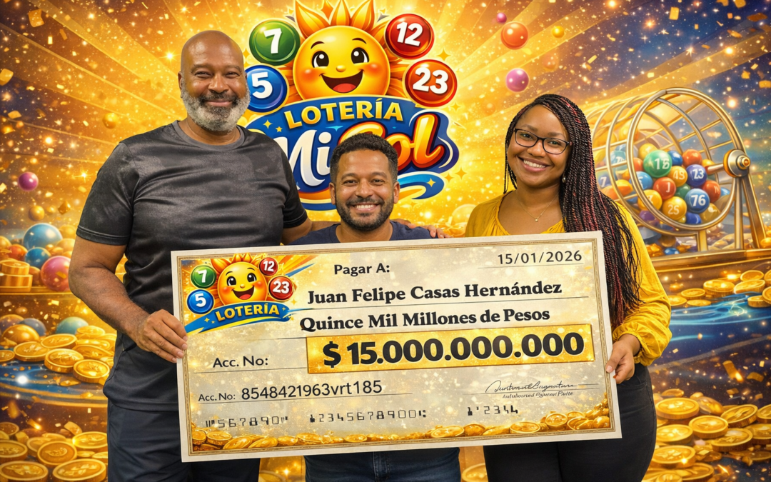 ¡Gana 15 mil millones de pesos con Lotería Mi Sol! Este sorteo histórico te ofrece la oportunidad de cambiar tu vida. Participa hoy, verifica tus números y sé el próximo gran ganador. En Lotería Mi Sol, la suerte es de todos, y tú puedes ser el próximo. ¡Compra tu boleta ahora y no te quedes fuera!